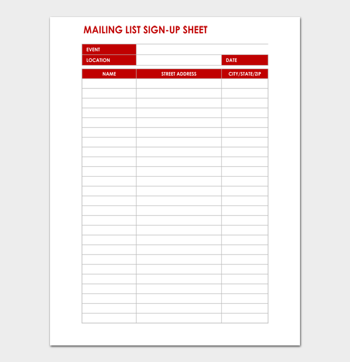 20 FREE Sign in / Sign up Sheet Templates Word Excel DocFormats