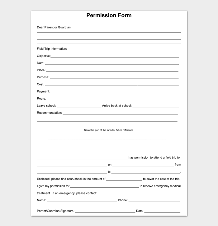 35 Permission Slip Templates & Field Trip Forms