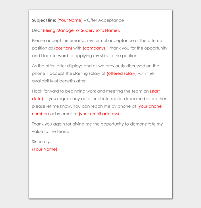 Once we are satisfied with all the details then we can send an acceptance email to the employer. Job Offer Thank You Letter And Email 12 Examples And Templates
