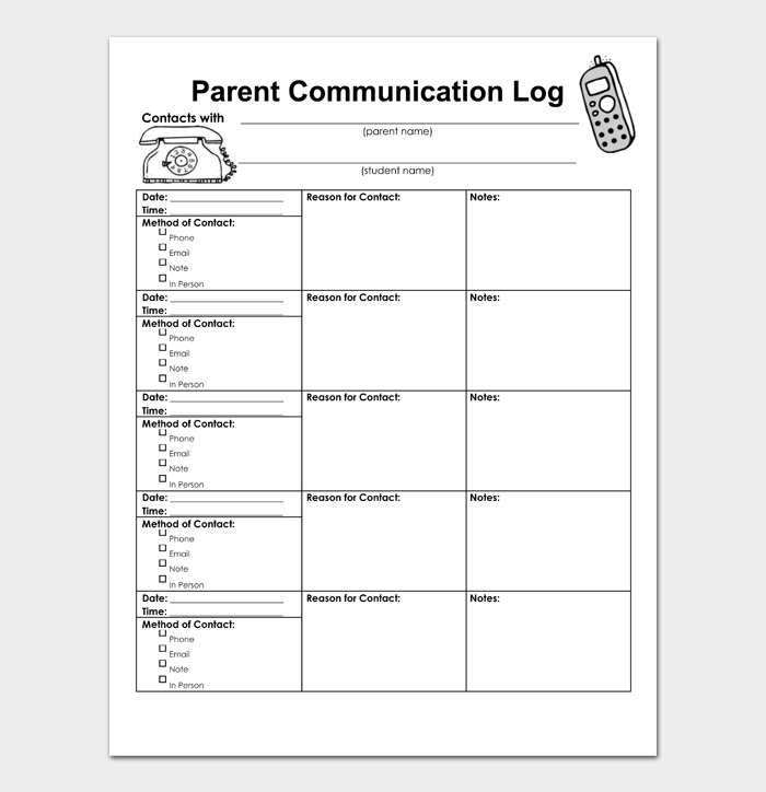 26 Printable Parent Contact Logs (Word Excel PDF) ᐅ