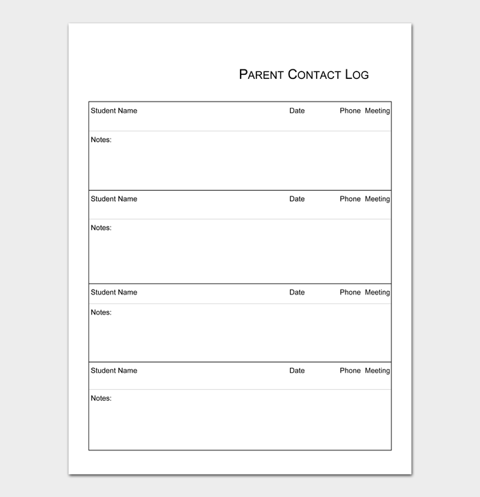 26 Printable Parent Contact Logs (Word Excel PDF) ᐅ