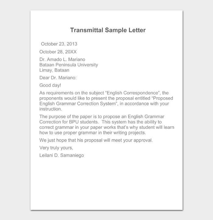 Letter of Transmittal 20 Examples and Templates
