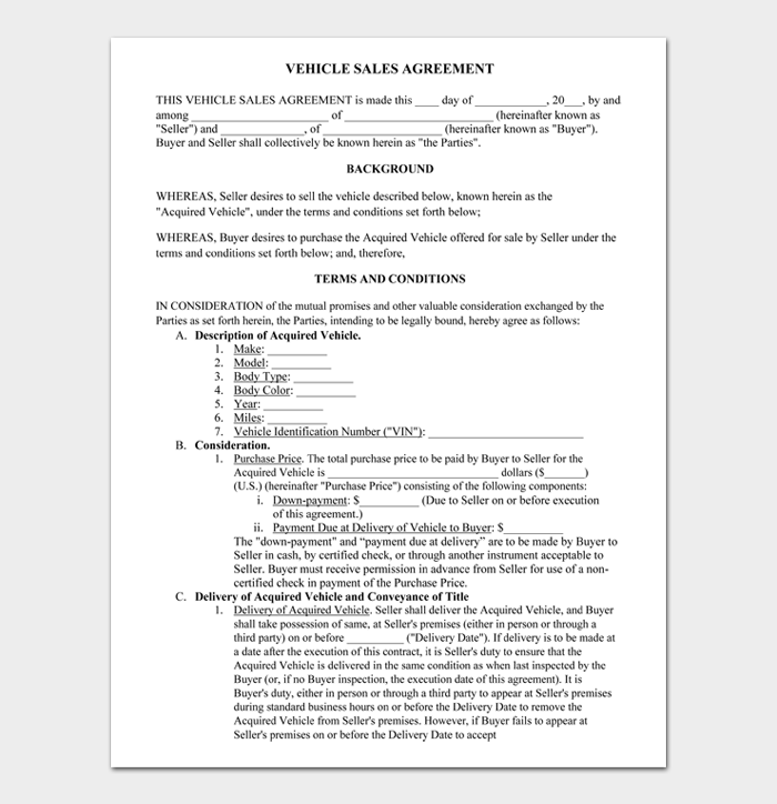 20 Printable Car Sale Contract Templates [Free Download] Word PDF