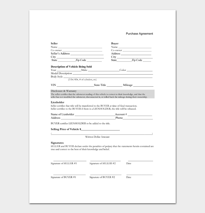 20 Printable Car Sale Contract Templates [Free Download] Word PDF