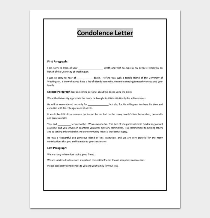 Condolence Letter Examples