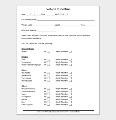 22 FREE Vehicle Inspection Forms (Word & PDF)