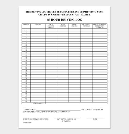 20 FREE Printable Driver’s Daily Log Books (Templates and Examples)