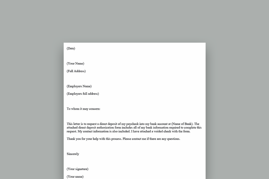 Direct Deposit Authorization Form Word Template DocFormats