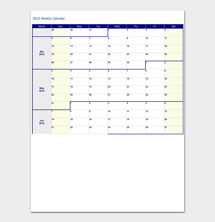 20 Printable Weekly Calendar Templates (FREE Download) - Word | PDF