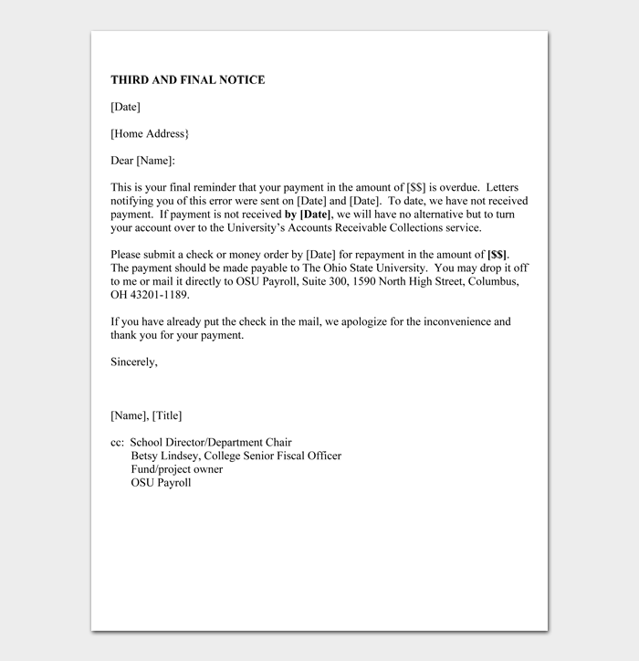 Final Notice Letter Template & Samples (MS Word)