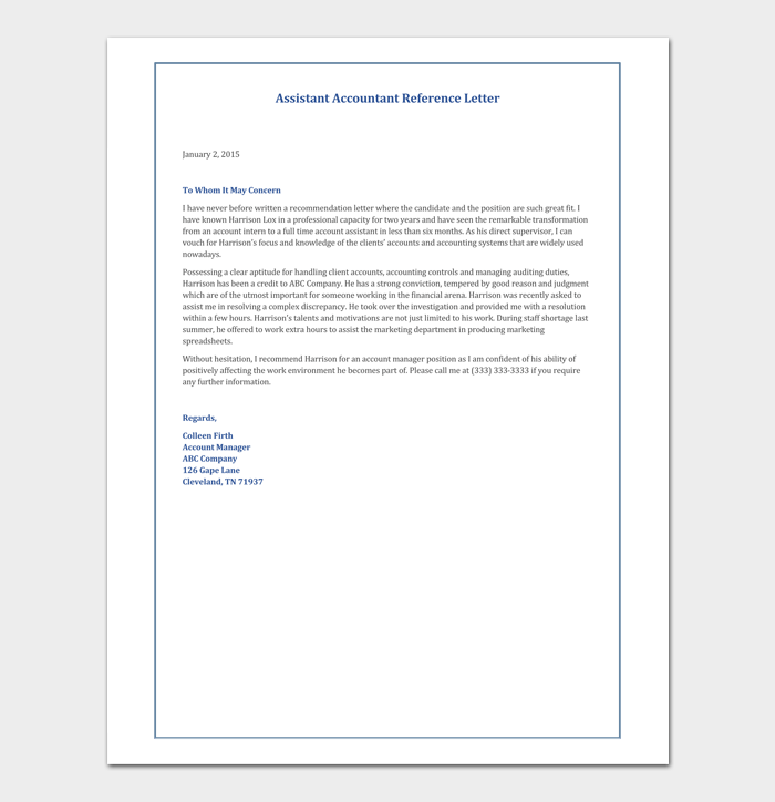 Accountant Reference Letter 12+ (Samples & Examples)