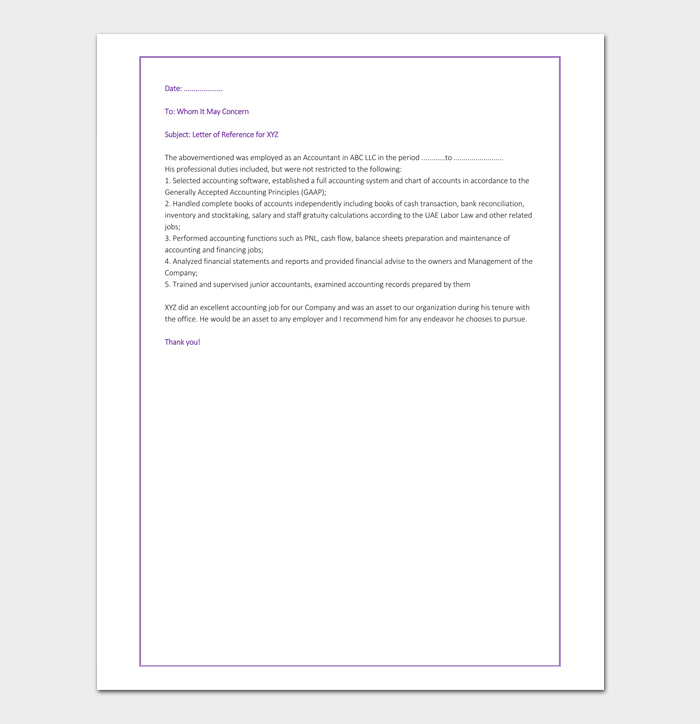 Accountant Reference Letter 12+ (Samples & Examples)