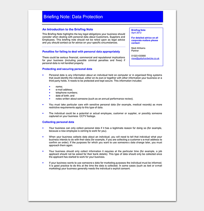 Briefing Note Template 15+ Samples Word DOC & PDF Format