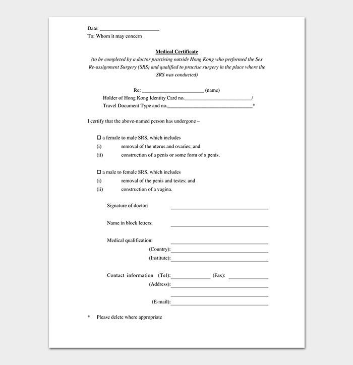 Medical Certificate Template 38+ Free Samples & Formats