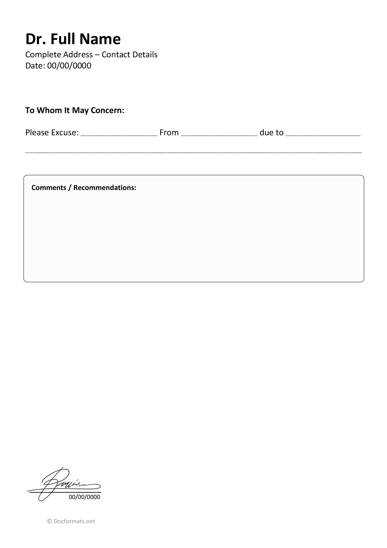 Free Doctor Note Templates (for Work and School) DocFormats Free Doctor Note Templates (for Work and School) DocFormats