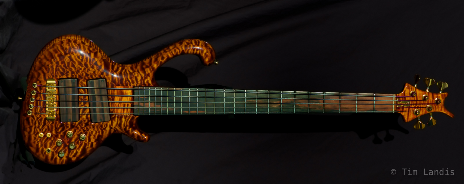 A Ritter bass with 100 year old ebony fretboard On the Cover of Bass