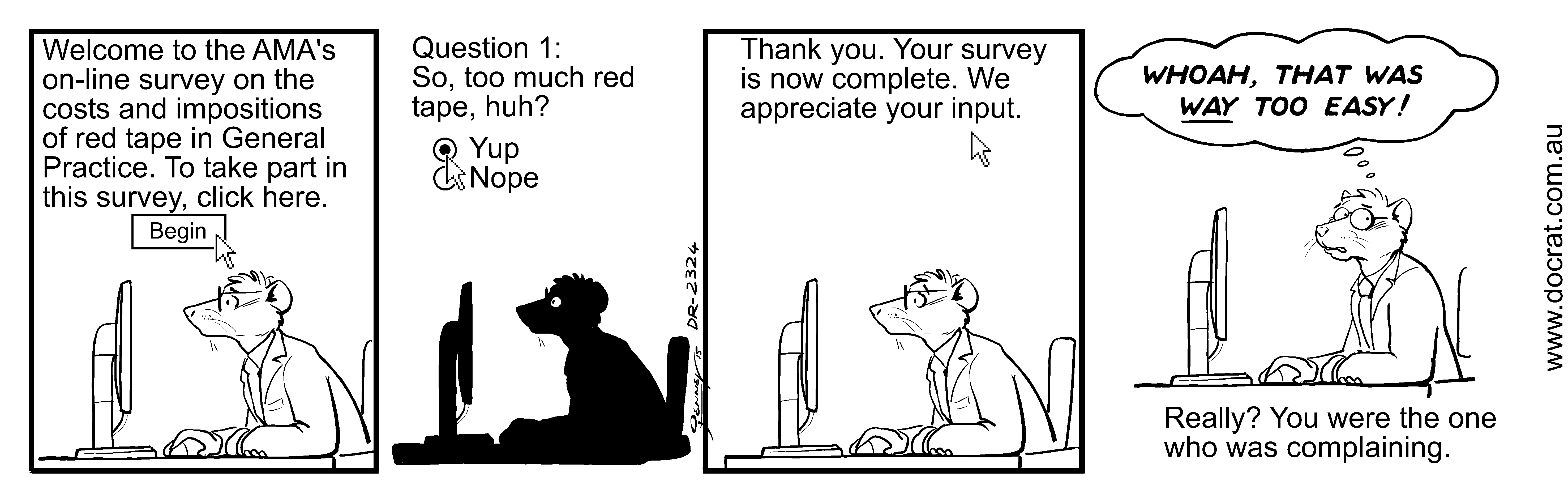 Too much red tape Doc Rat A daily comic strip by Jenner
