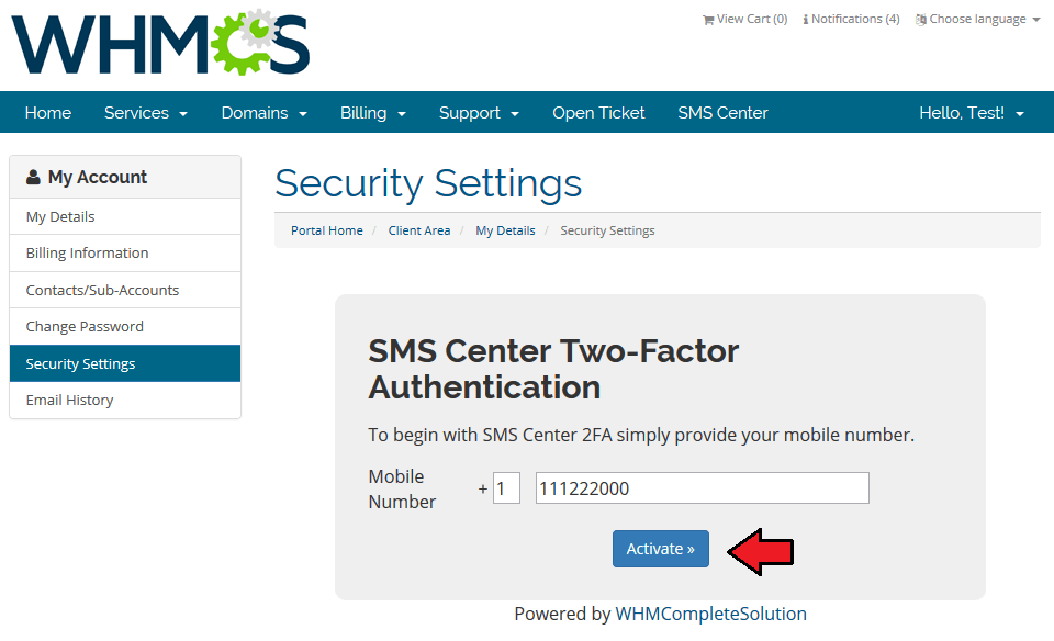 SMS Center 2.X For WHMCS ModulesGarden Wiki