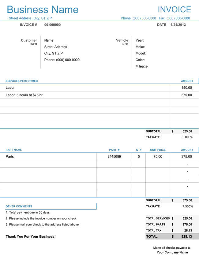 excel invoice template invoice template word invoice free blank