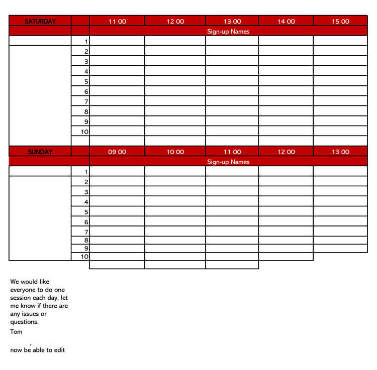 Signup Sheet Template SampleTemplatess SampleTemplatess