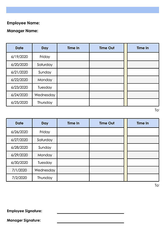 17 Free Printable Employee Timesheet Templates [Excel, Word]