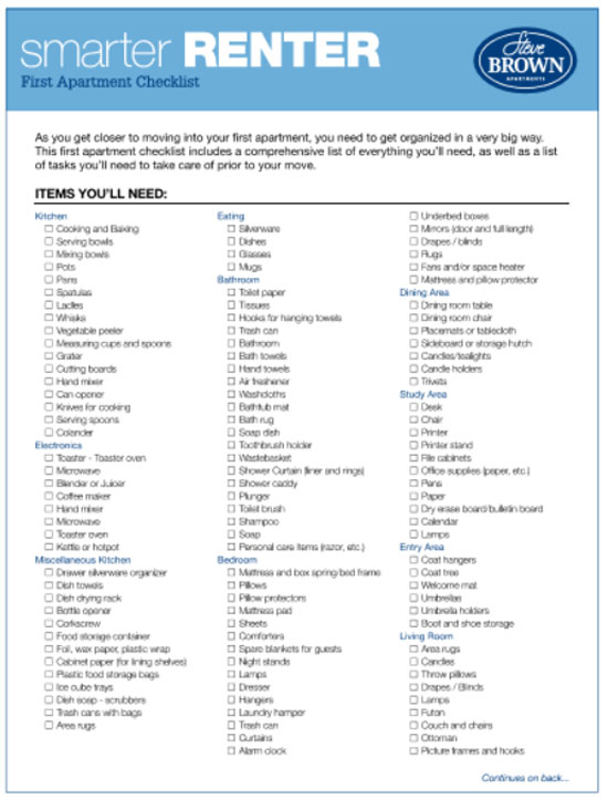 First Apartment Checklist Everything You Need (10 Free Templates)