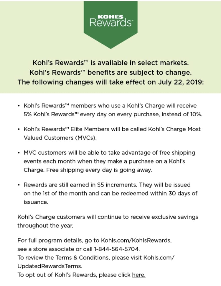 [Expired] Kohl's Rewards Negative Changes Coming 7/22 Doctor Of Credit
