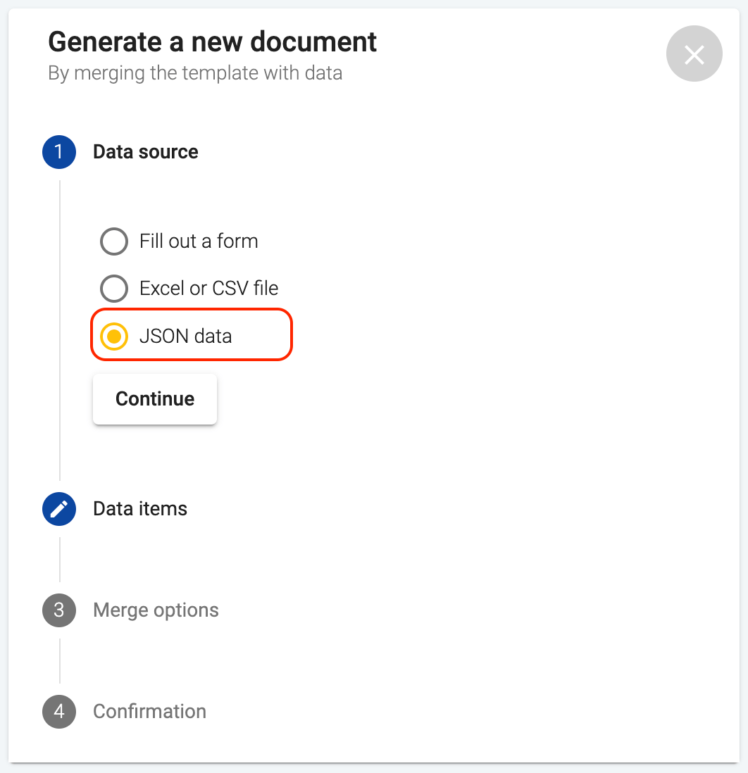 Generate documents from JSON data DocuGenerate