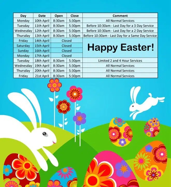 Easter Opening Times at The Document Centre The Document Centre