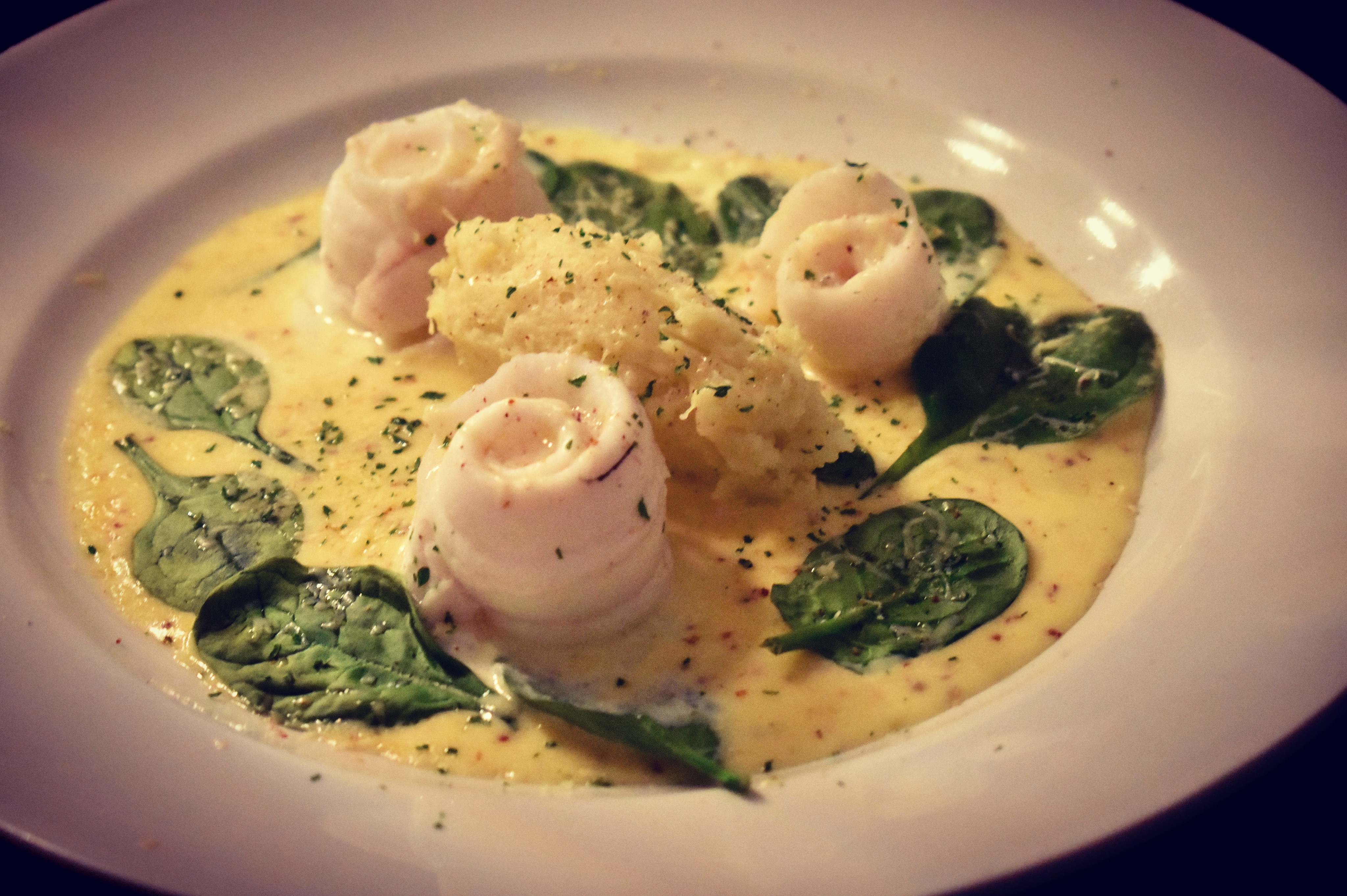 Sole Roses, Truffle Mash, Mustard Cheese Sauce Documenting My Dinner