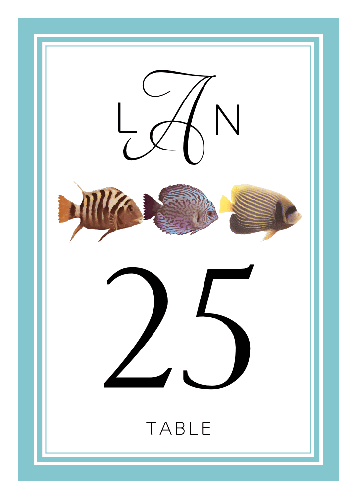 Tropical Fish Wedding Table Numbers Table Number and Table Card Ideas