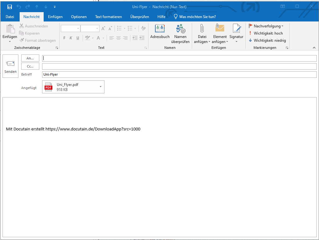 Docutain Dokumente exportieren/ per EMail versenden
