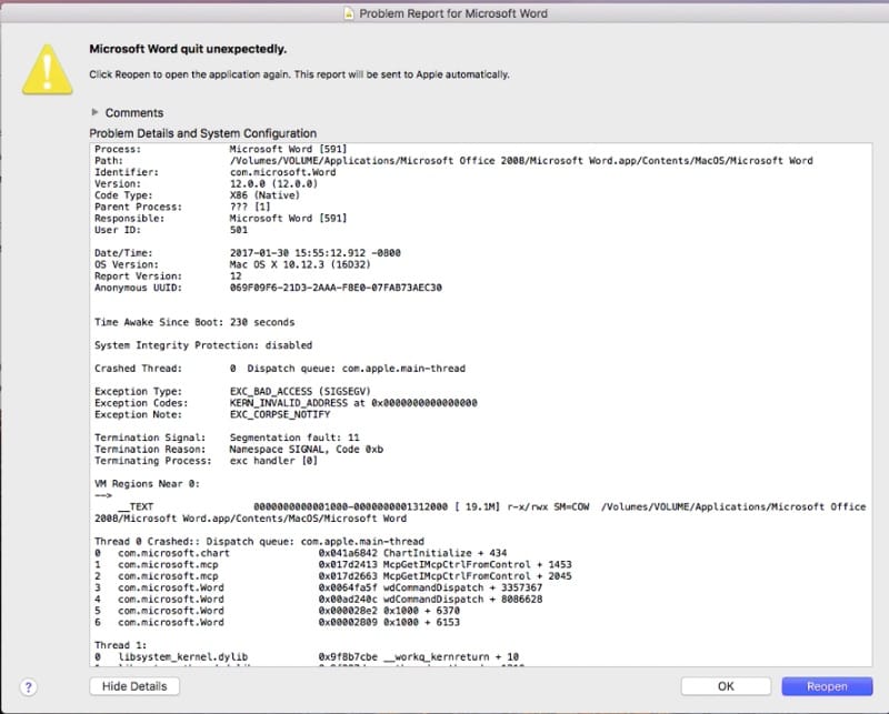 MS Office 2008 Crashed After Installed In macOS Sierra 10.12.2 Fixed
