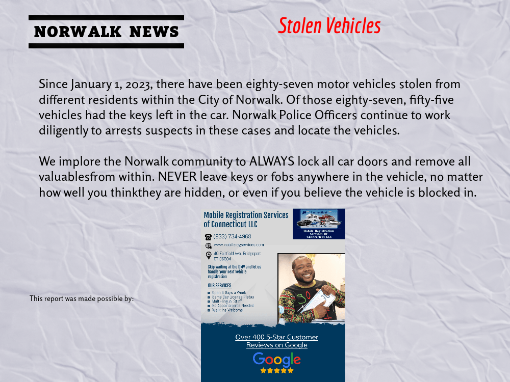 Norwalk News Stolen Vehicles