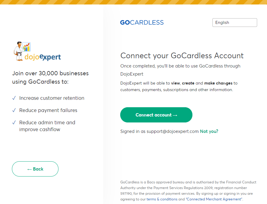DojoExpert GoCardless tutorial