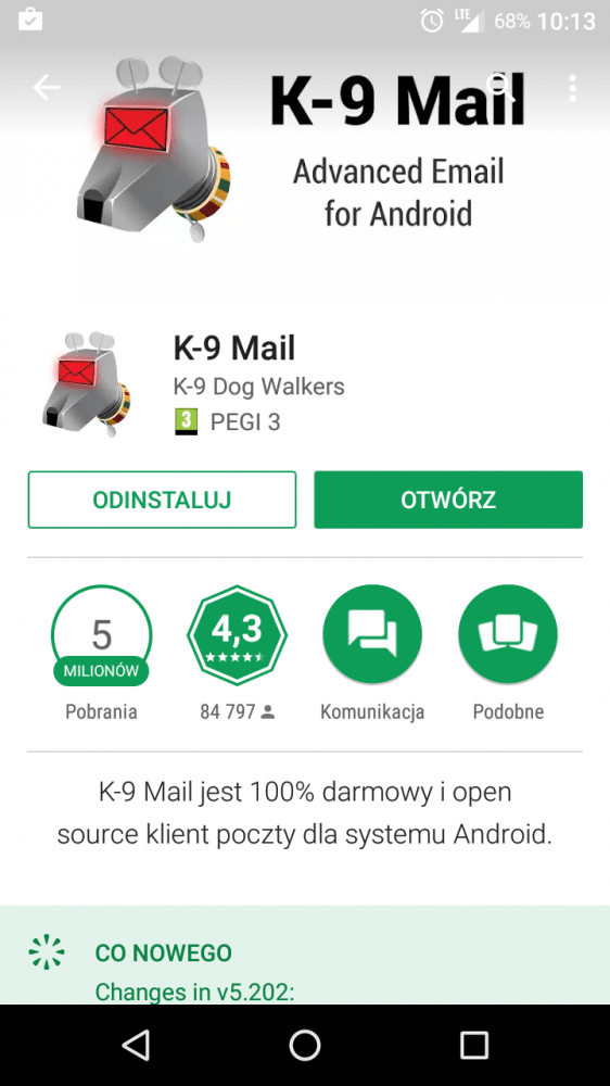 K9 Mail konfiguracja programów pocztowych