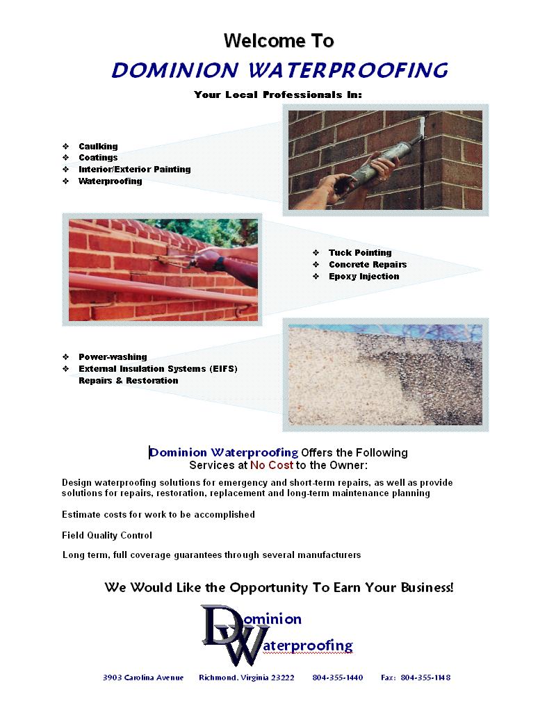 To Dominion Waterproofing in Richmond, VA