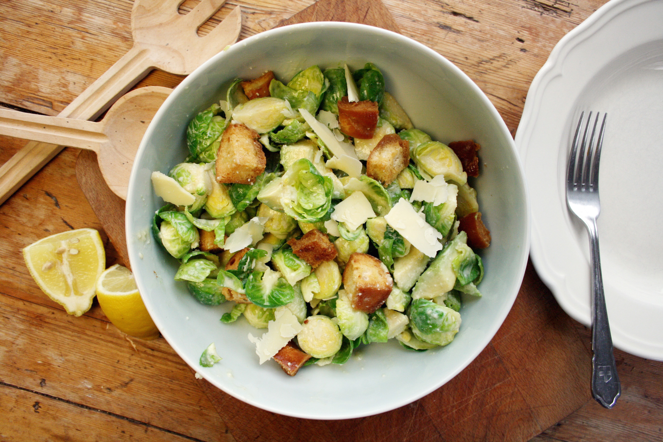 brussels sprouts caesar salad Dom in the Kitchen