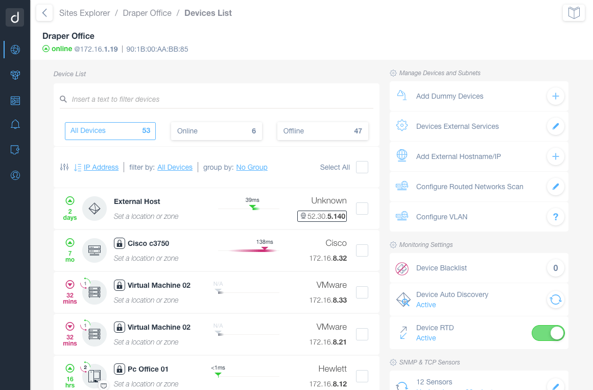 Monitor External IP Address or Host Domotz