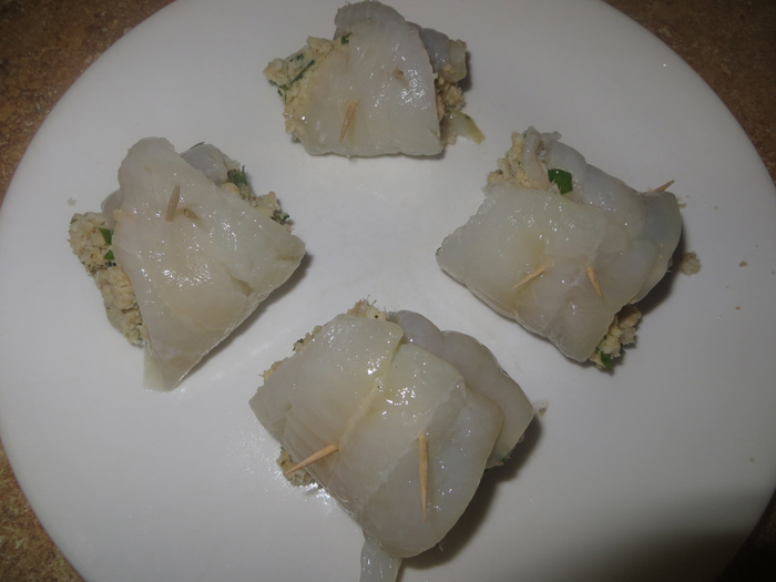 Baked Flounder RollUps with Lemon, Butter and White Wine Sauce