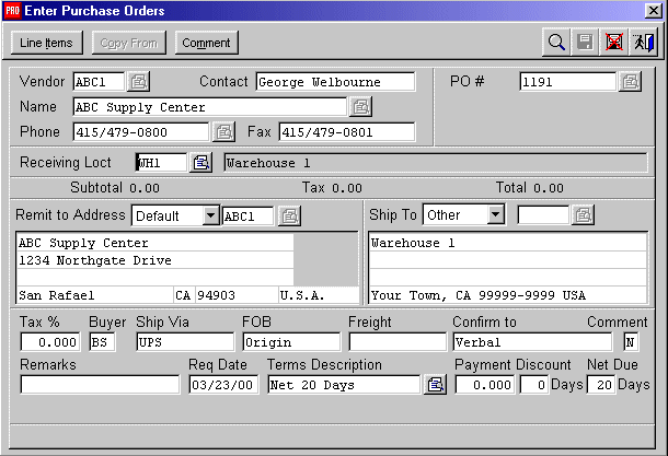 Purchase Orders SBT Pro Series