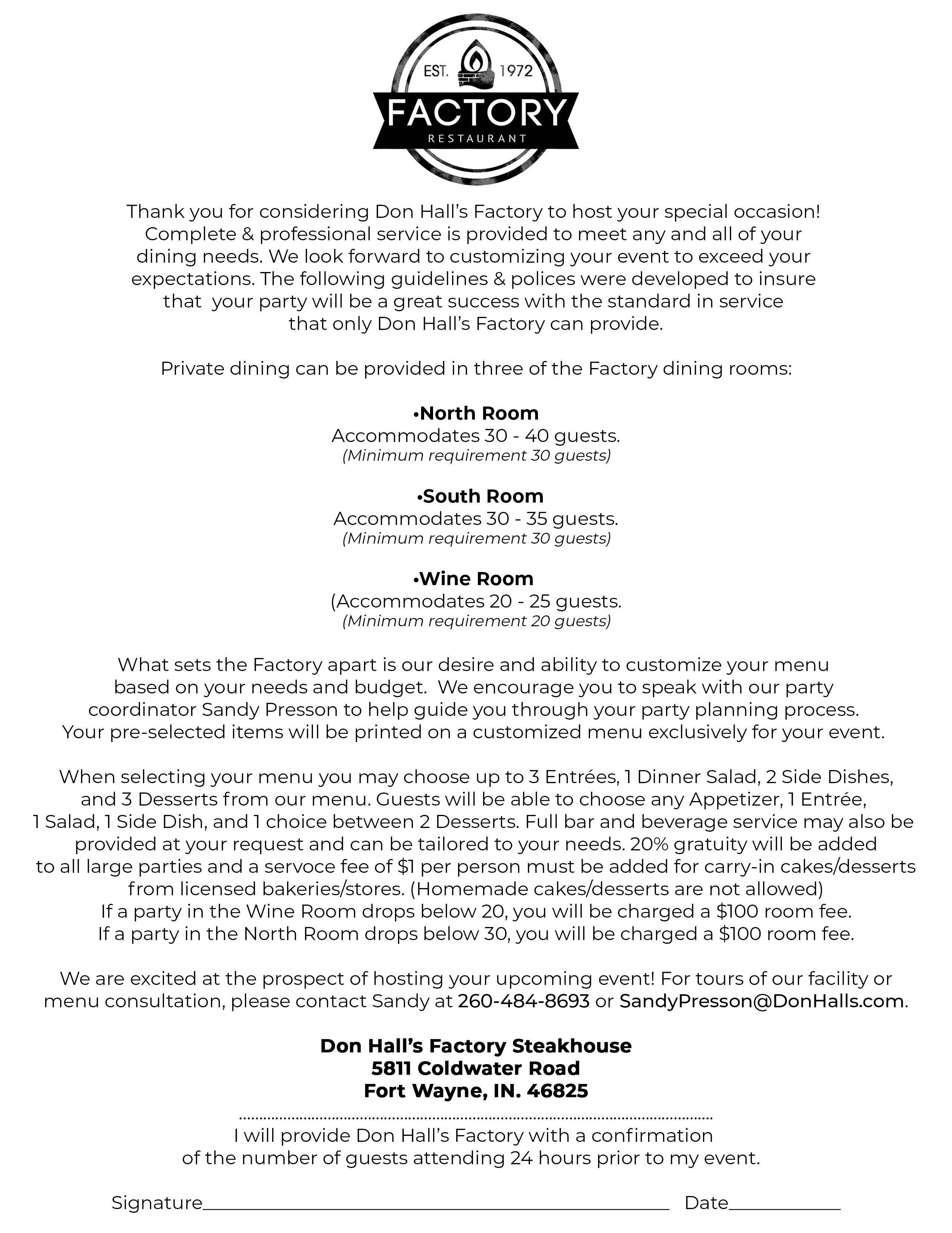 The Factory Party Reservations — Don Hall's Restaurants