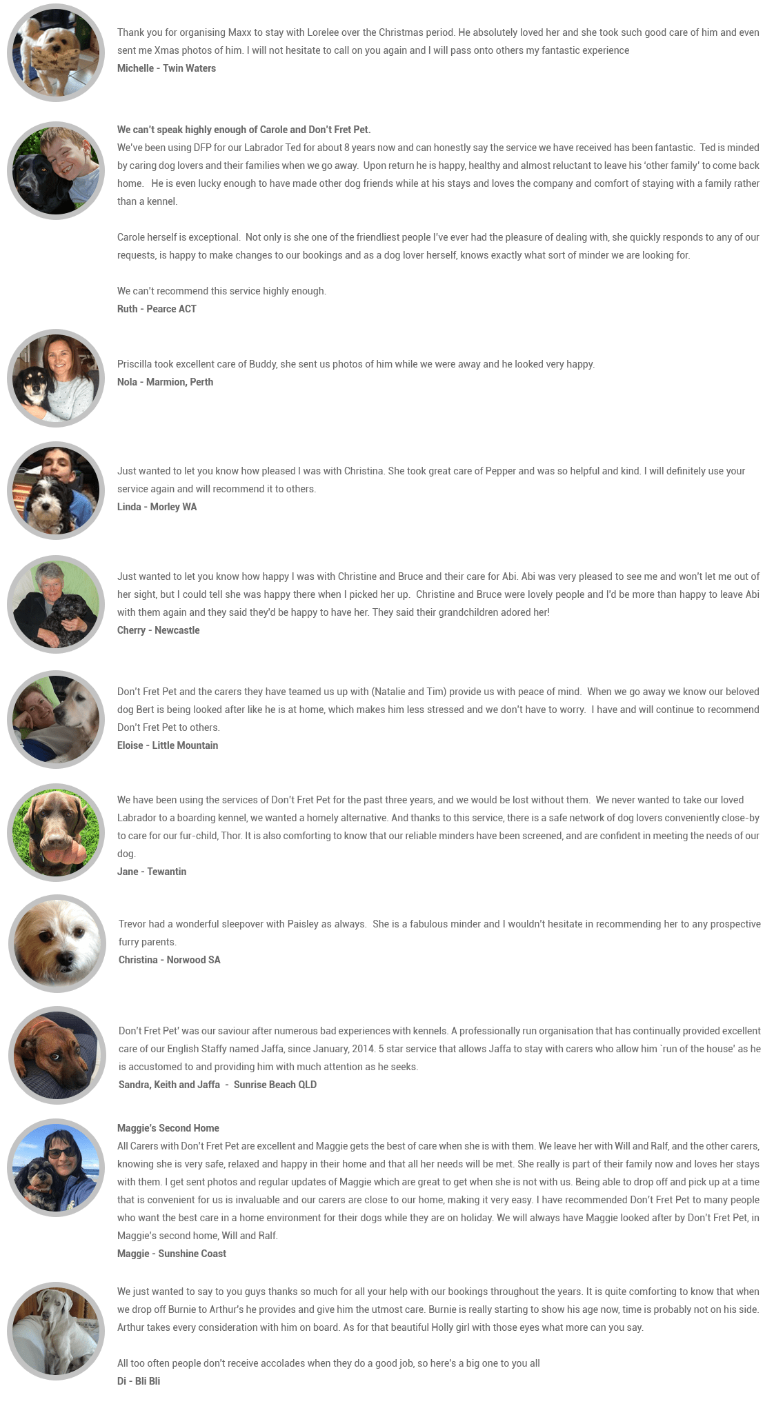 Testimonials 2 Pet Sitting Find Pet Sitters, Dog Boarding Don't