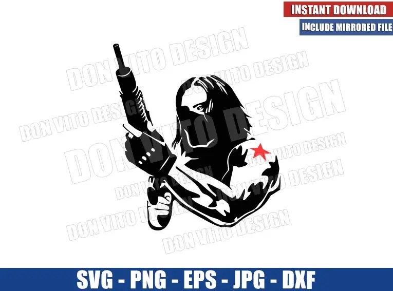 Winter Soldier with Gun (SVG dxf png) The Falcon Winter Soldier Cut File