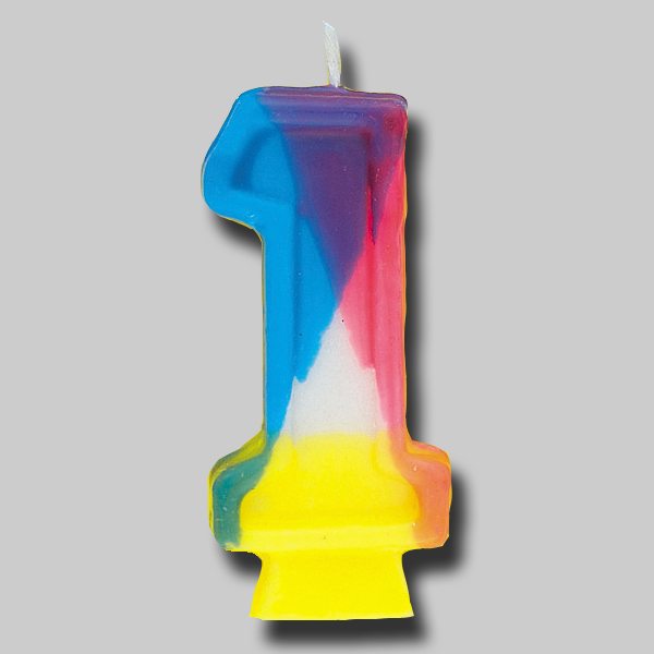 Rainbow Numeral Birthday Candle 1 Doolins