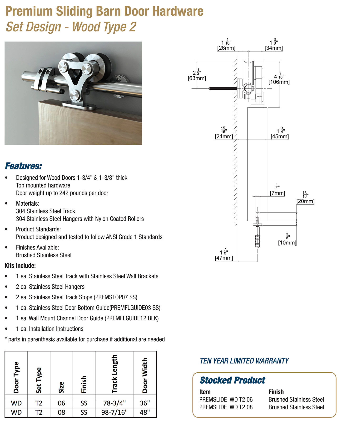 Barn Door Hardware Set Design Wood Type 2 Doormerica Hardware