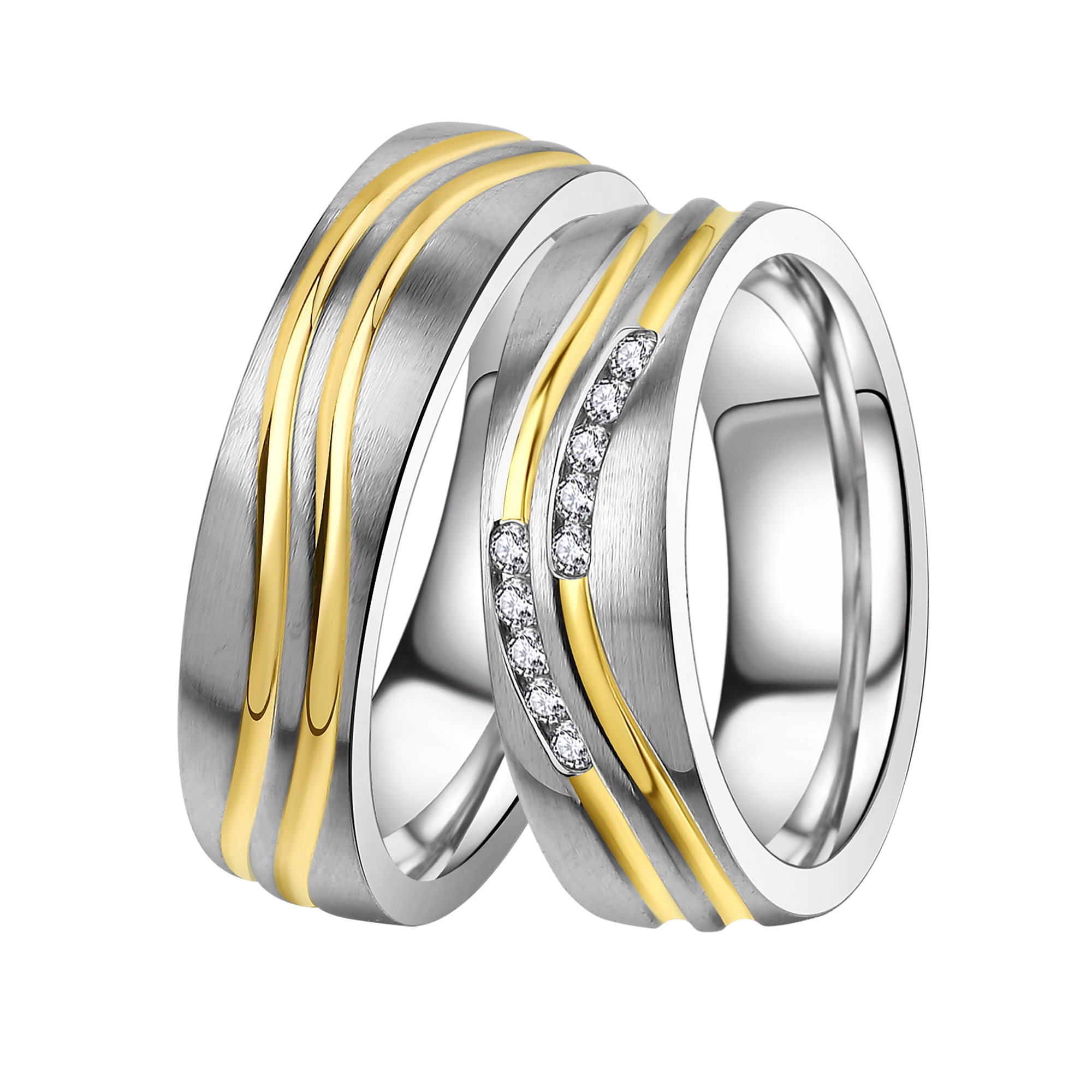 Partnerringe / Freundschaftsringe Bicolor Edelstahl