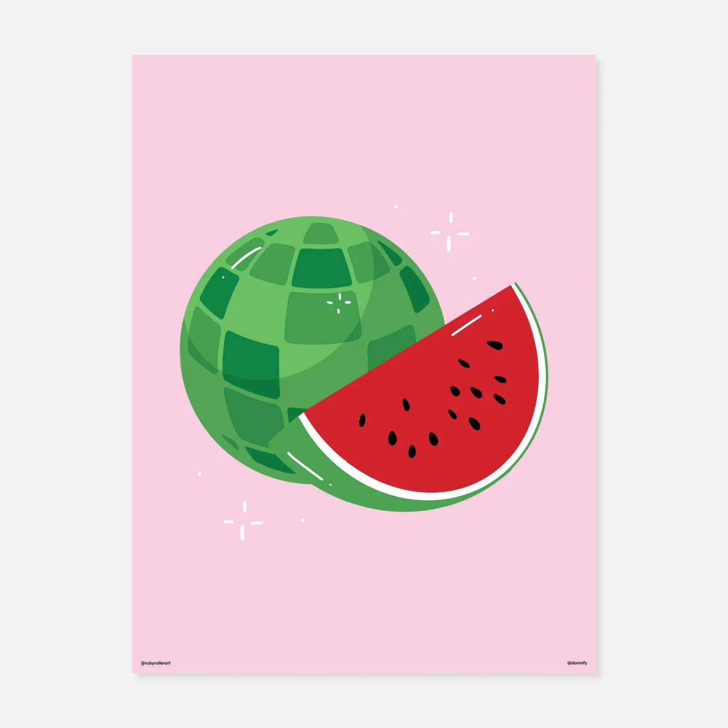 Disco Ball Watermelon Print by Ruby Roller Art Dorm Essentials Dormify
