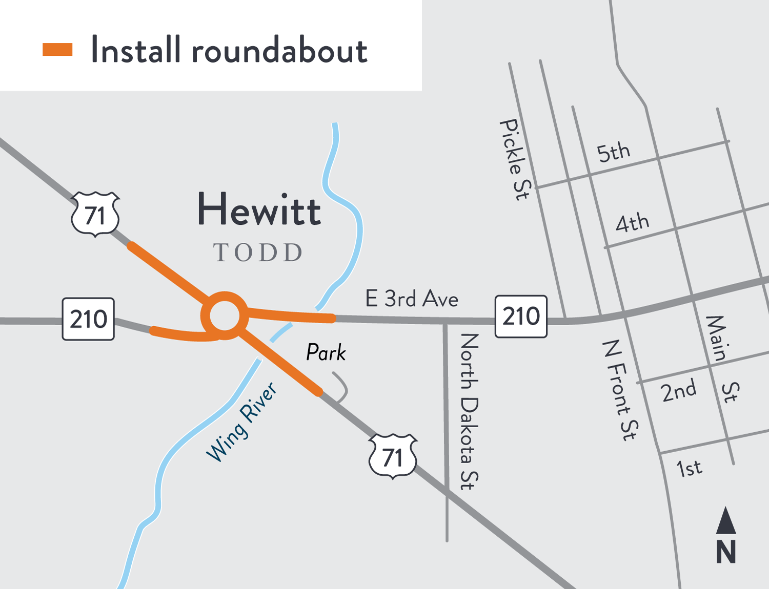 Hwy 71 and Hwy 210 roundabout in Hewitt MnDOT