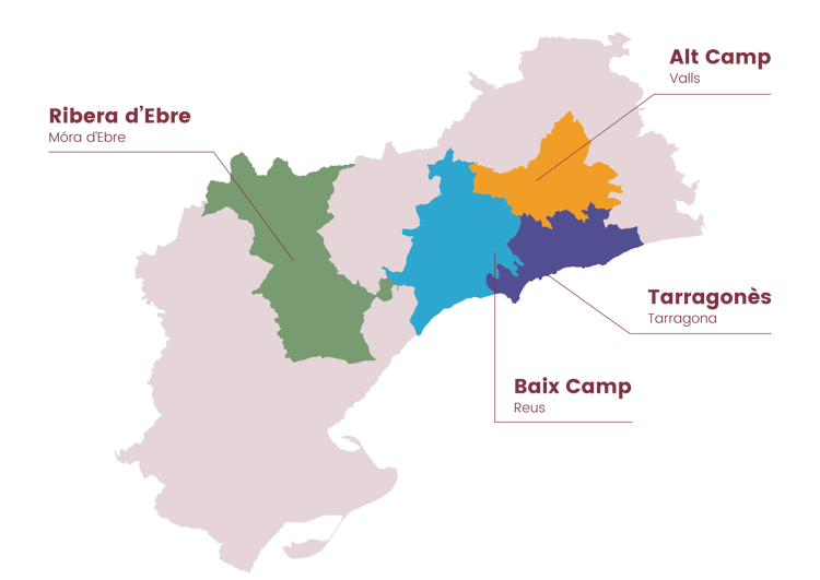 Geographical area of the DO Tarragona